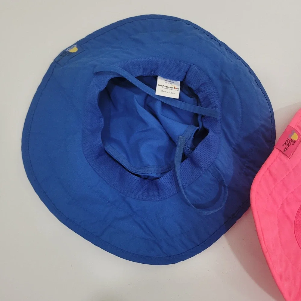 Sun Protection Zone Child Safari Hat Bundle Blue Shark Pink Floral UPF 50+ 50-54